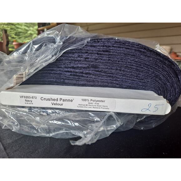 Ice Navy Blue Velvet Fabric - 100% Polyester - 25 Yard Bolt - Picture 5 of 6